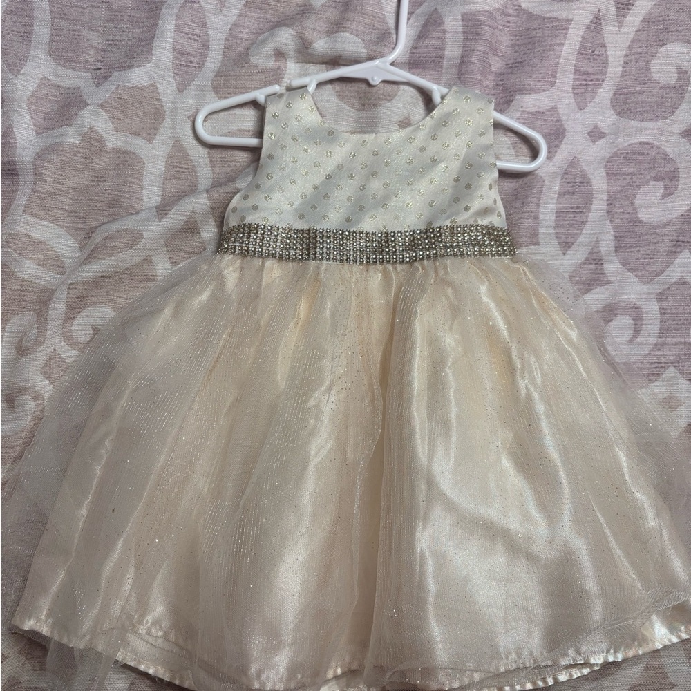 Blueberi Boulevard Cream and Gold Kids Dress